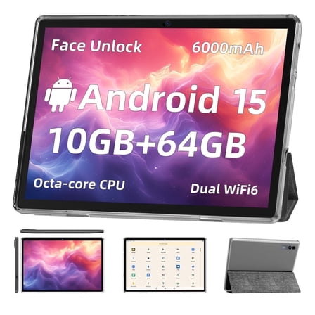 10 inch Android 15 Tablet, Octa Core Processor, 10GB+64GB+512GB Expansion, 1280x800 Display Touchscreen, Wi-Fi6, Dual Camera, 6000mAh Battery Tablet PC,Support Widevine L1 Google Kids Space
