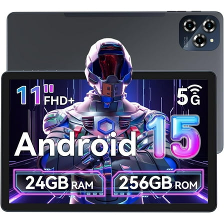 Android 15 Tablet with 11 Inch FHD Display, 24GB RAM 256GB ROM /2TB TF, T615 Octa-Core AI Tablets, 8000mAh/18W Fast Charge, 5G WiFi & 13MP Camera, TV Certified Netflix HD for Streaming/Gaming