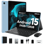 Android 15 Tablet,128GB ROM 16GB+8GB RAM,10inch Tablet,5G WiFi+Cellular, Octa-Core, Dual Camera, GPS, BT 5.0,1TB Expand,FHD IPS,Incell Touch Screen,8000mAh, Face Unlock,Tablet with Keyboard