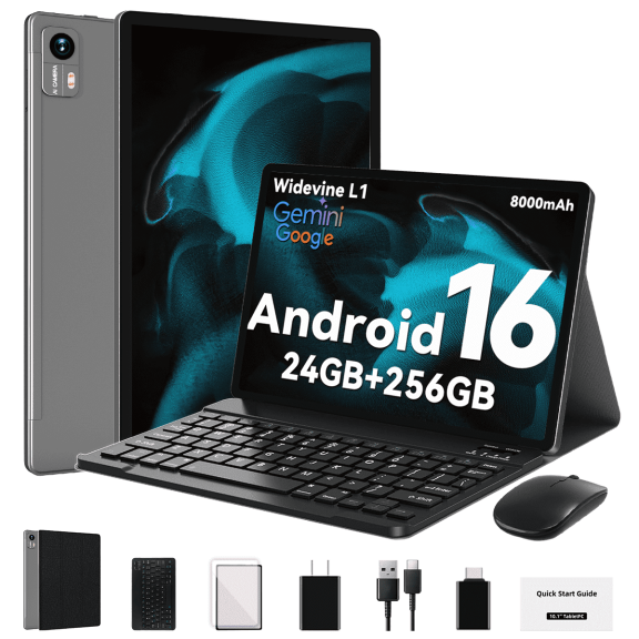 Android Tablet,256GB ROM 16GB+8GB RAM,10inch Tablet,5G WiFi+Cellular, Octa-Core, Dual Camera, GPS, BT 5.0,1TB Expand,FHD IPS,Incell Touch Screen,8000mAh, Face Unlock,Tablet with Keyboard