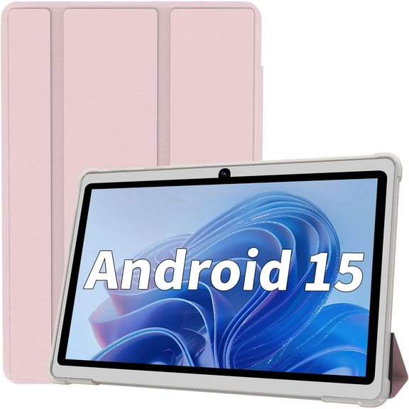 Android 15 Tablet 7 Inch Tablet, 9GB RAM 32GB ROM 1TB Expansion, Quad-core Processor, Dual Camera, 5G/2.4G WiFi, Bluetooth, Parental Control, Drop-Proof Case (Pink)