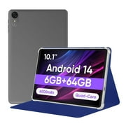 Tablet 10 inch Android 14 Tablets, 6GB RAM 64GB ROM 1TB Expand, Octa-core Processor, 1280x800 LCD Touch Screen, WiFi 6, Dual Camera, BT5.0, 6000mAh Battery