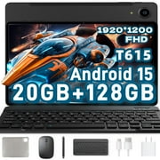 Tablet 2025 Newest Android 15 Tablet, 10 Inch Tablet,5G Wi-Fi Tablet Computer,2 In 1 Tablet with Keyboard, 128GB ROM+20(8+12)GB RAM+ 2TB Expand, Octa-Core Processor,1920 * 1200 IPS,Bluetooth,GPS,Gray