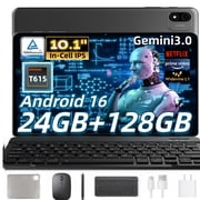 Android Tablet, 10 inch Tablet, Gemini Al 3.0 Android Tablets, 2 in 1 Tablet with Keyboard, 128gb ROM+24(4+20)gb RAM+ 2TB Expand, Octa-Core Processor,,Bluetooth,Gps,Gray