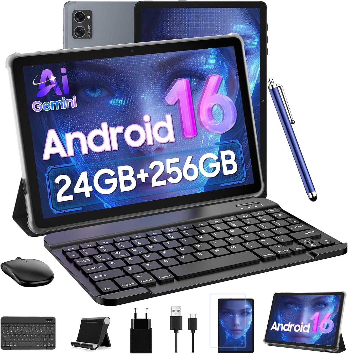 Android 15 Tablets T20, 10.1 Inch Incell Display, 24GB RAM 256GB