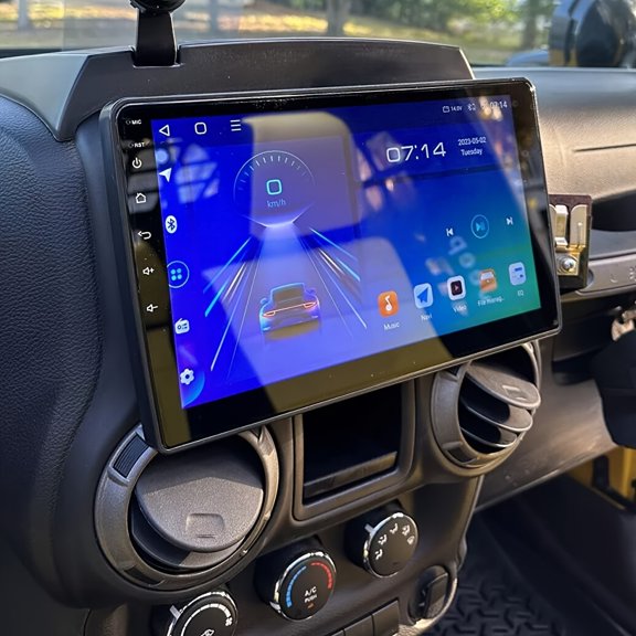 Android 15 Universal 10.1in Car Stereo Radio 4G+64G for Jeep Wrangler JK 2007-2010 Headunit with Camera+Microphone with GPS, FM, WiFi, Mirror Link, Steering Wheel Control Easy to Install