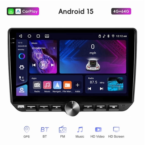Android 15 Universal 10inch Car Stereo Radio Wireless Carplay Android Auto Multimedia Player WIFI FM Navigation