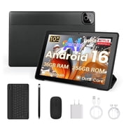BUFO 10 Inch Gemini AI Tablet with Keyboard, 36GB+256GB, 6000mAh, WiFi 6, Dual Speaker Camera, Black