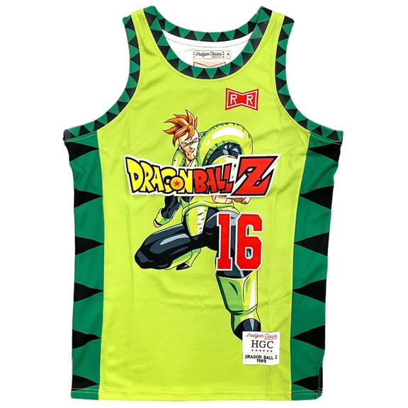Android 16 Dragon Ball Z Men's Headgear Classics Embroidered Basketball Jersey (Small)