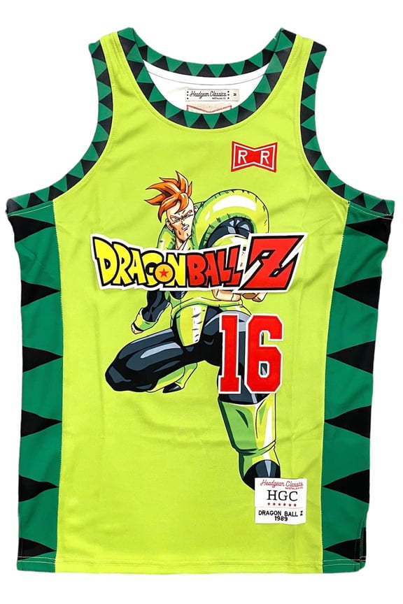 Android 16 Dragon Ball Z Men's Headgear Classics Embroidered Basketball Jersey (Small)