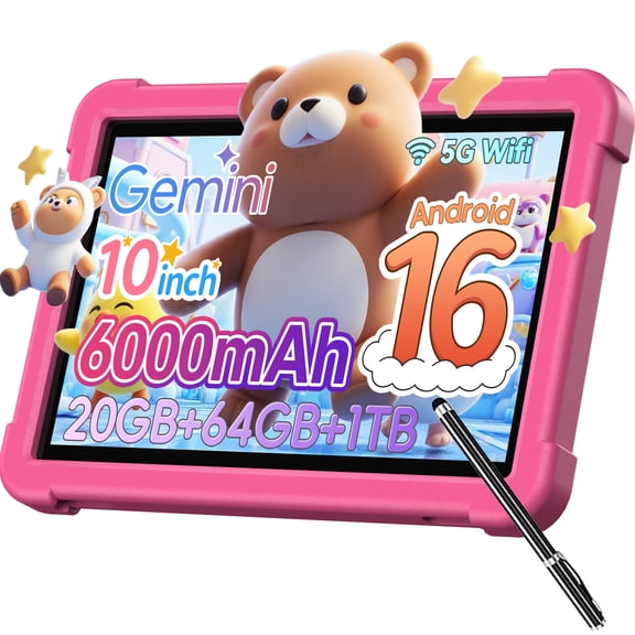 Android 16 Tablet,10 inch Kids Tablet,20GB RAM+ 64GB ROM,Parental Control, 5G WiFi,Octa-Core,Bluetooth,GPS,Pre-Installed Learning Tablet Apps,Back to School Gift,Toddlers Tablets with Shockproof Case