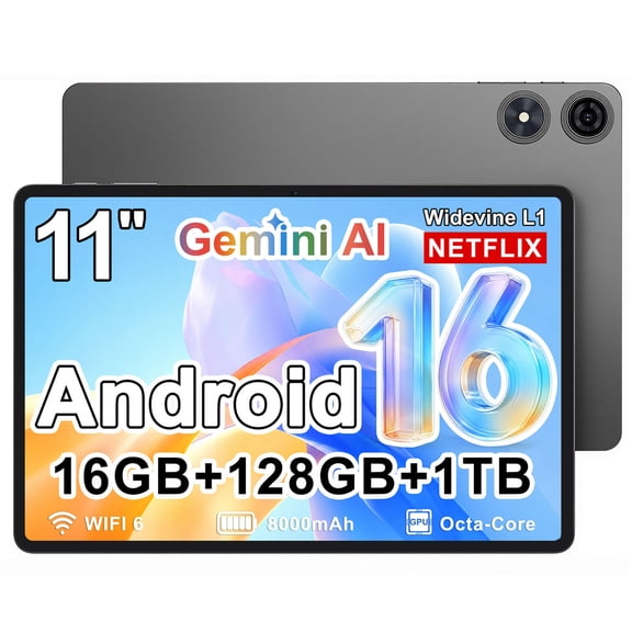Android 16 Tablet 11 Inch, TECLAST Octa-Core CPU Android Tablets, 16GB+128GB+1TB Expand, 90Hz Refresh Rate, 8000mAh Battery, WiFi6, 1280*800 IPS, T-Colour 6.0, Widevine L1, GPS