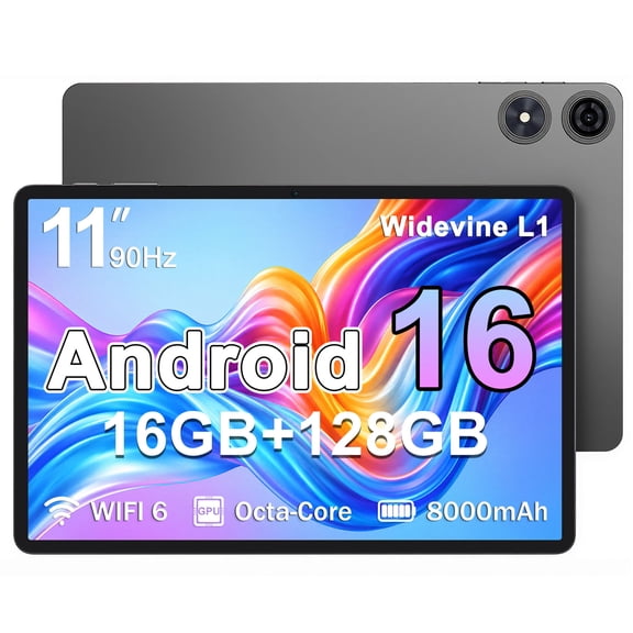 Android 16 Tablet 11 Inch, TECLAST Octa-Core CPU Android Tablets, 16GB+128GB+1TB Expand, 90Hz Refresh Rate, 8000mAh Battery, WiFi6, 1280*800 IPS, T-Colour 6.0, Widevine L1, GPS