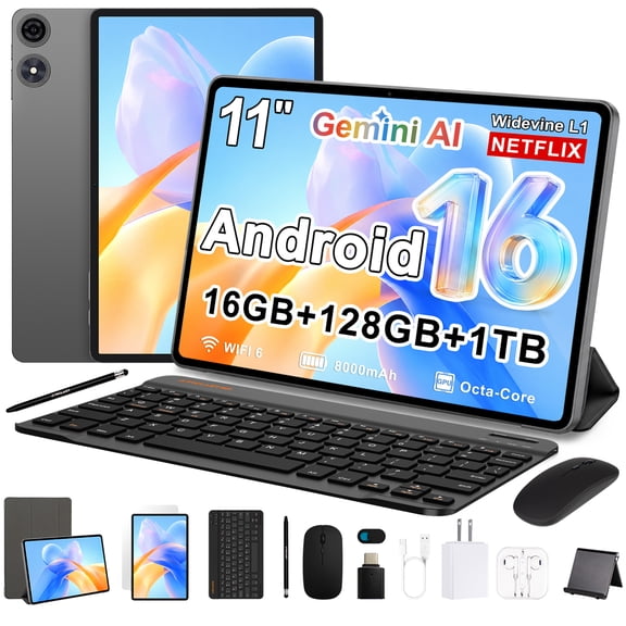 Android 16 Tablet 11 Inch, TECLAST Octa-Core CPU Android Tablets, 16GB+128GB+1TB Expand, 90Hz Refresh Rate, 8000mAh Battery, WiFi6, 1280*800 IPS, T-Colour 6.0, Widevine L1, GPS