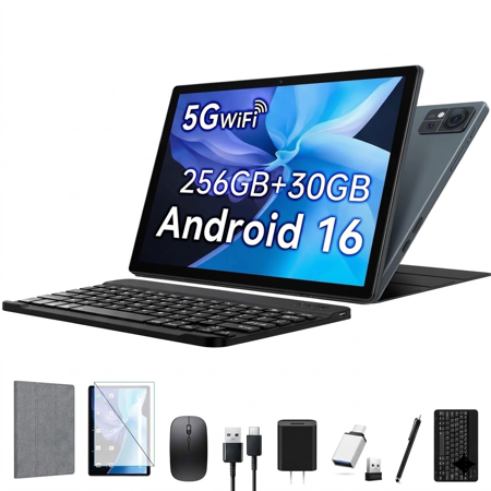 Android 16 Tablets 10 inch Tablet,30GB RAM 256GB ROM 2TB TF, MTK6769 Octa-Core AI Tableta,5G Wifi,Touch Screen,GPS,WiFi,Dual Camera,BT 5.0,7000mAh Battery,Electronics Tablets with Keyboard