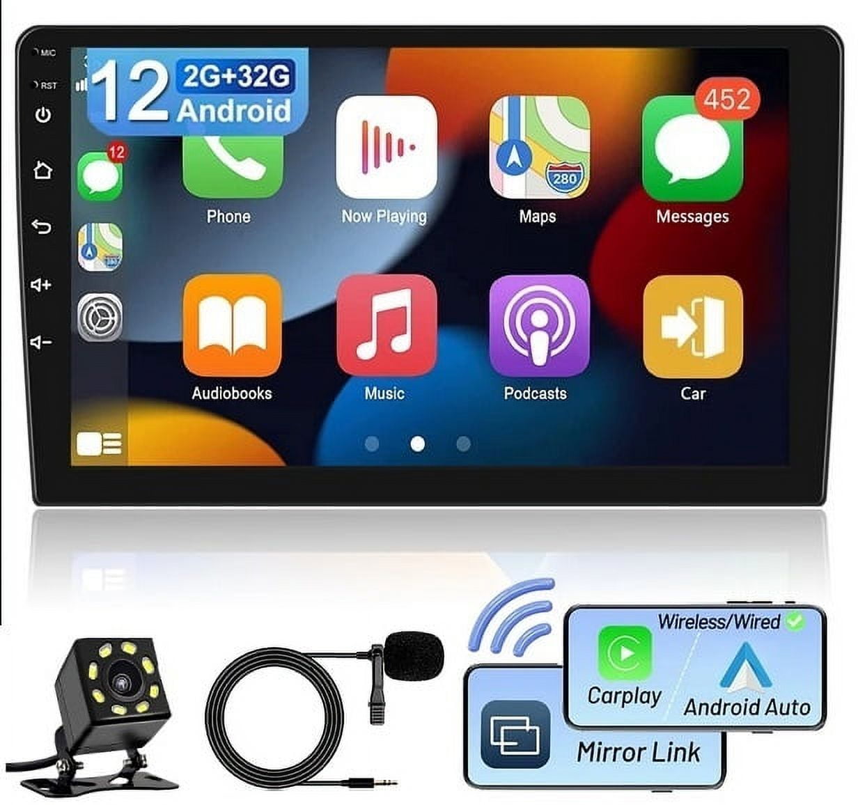 Android 2+32GB Car Stereo Wireless Carplay Android Auto Double Din