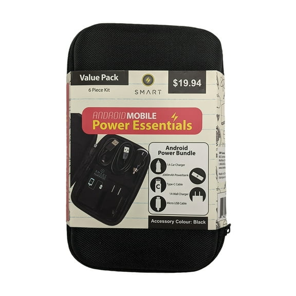 Android 6 Pc Charger Power Bundle Value Pack - Car Charger - Powerbank - Type-C Cable - Wall Charger - Micro USB Cable