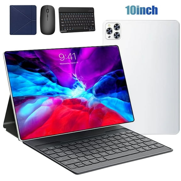 MDHAND Android 7 Tablet 10 Inch with 2GB RAM 32GB ROM, 2 in 1 Tablet with Keyboard Mouse Stylus Wifi, BT, White