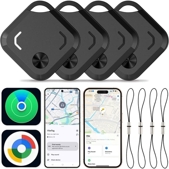 Android Air Tracker Tags-4 Pack for Both iOS & Android Phones, Dual System Bluetooth Tracker Compatible with Apple Find My (iOS) & Google Find Hub (Android) Device for Luggage, Keys, Backpack