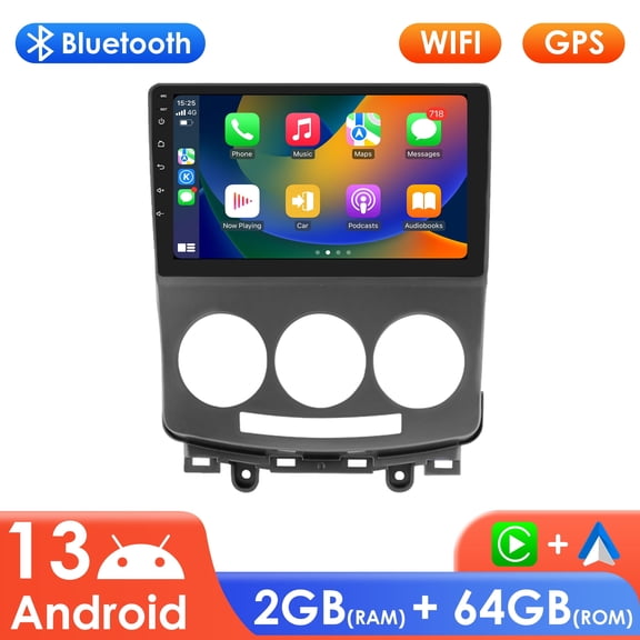 Android Auto Apple CarPlay Bluetooth 64GB ROM Wifi AUX Car Stereo Radio Head Unit Multimedia GPS Navigation Player For Mazda 5 2005 2006 2007 2008 2009 2010