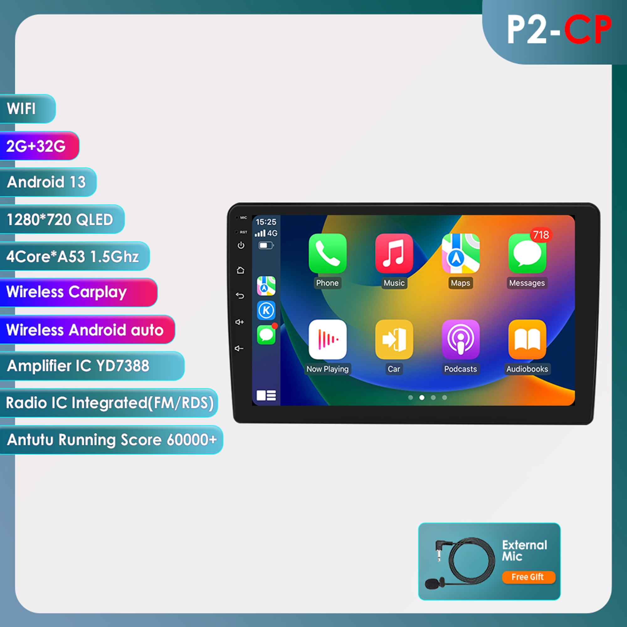 Android Auto Apple Carplay Bluetooth 2+32GB Wifi RDS Car Stereo Radio Head Unit GPS Navigation Player For Chevrolet Chevy Silverado Tahoe/ GMC Sierra Yukon 2007 2008 2009 2010 2011 2012 2013 2014