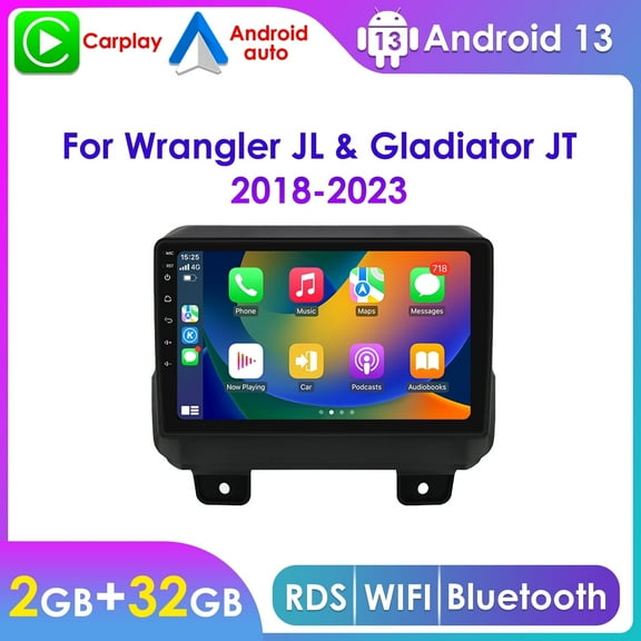 Android Auto Apple Carplay Bluetooth 2+32GB Wifi RDS Car Stereo Radio Multimedia GPS Navigation Player For Jeep Wrangler JL/ Gladiator JT 2018 2019 2020 2021