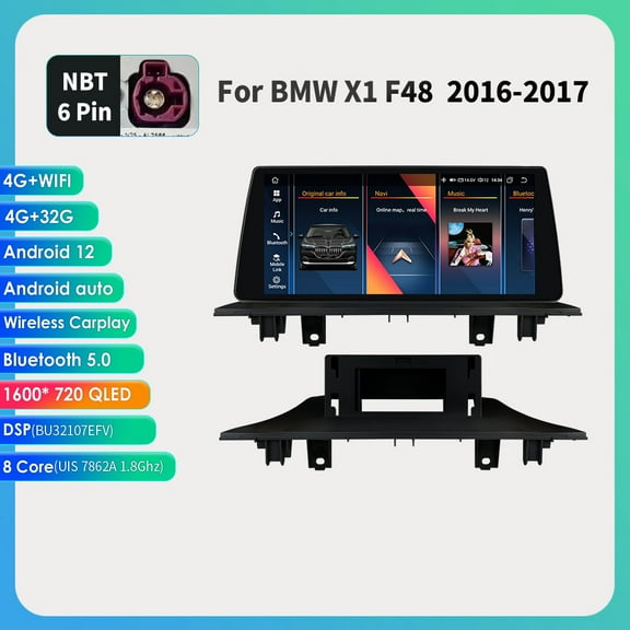 Android Auto Apple Carplay Bluetooth Wifi 4+32GB RDS DPS 10.33" Car Stereo Radio Head Unit GPS Navigation Player For BMW X1 F48 2016-2017 NBT
