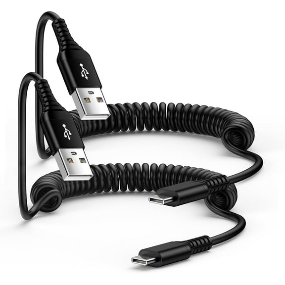 Android Auto USB C Cable for Car Samsung Charger Cord Type C Fast Charging Coiled Cell Phone Power Cord 3FT 2Pack for Samsung Galaxy A36 A16 A14 5G A54 S25 S24 S23 S22 S21 S20 A53,Pixel 8 7a 7 Pro 6a