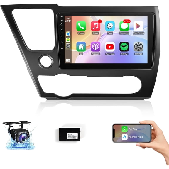 Android Car Radio for Honda Civic 2013 2014 2015 2016 2017 Car Stereo with Carplay Android Auto, 9 Inch Touch Screen, Blutooth FM GPS WiFi SWC EQ Canbus (for Honda Civic 2013-2017)