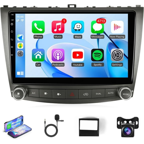 Android Car Radio for Lexus IS250 IS300 IS350 2006-2012 Stereo, 9inch IPS Touch Screen for Lexus Car Stereo with Carplay Android Auto/FM/Bluetooth/GPS/WiFi/AHD Camera/MIC + Canbus, 2G+32G