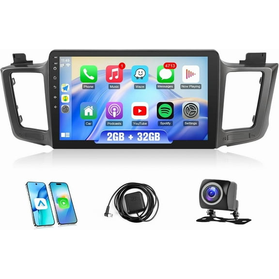 Android Car Radio for Toyota RAV4 2013 2014 2015 2016 2017 2018 with Wireless CarPlay Android Auto, 10.1inch IPS Touch Screen for RAV4 Car Stereo with Bluetooth GPS Navigation WiFi SWC 2+32G