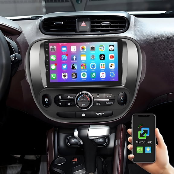 Eforcase Android Car Radio for Kia Soul 2013-2019, 9 inch Touch Screen Stereo, Carplay/Android Auto/Bluetooth/WiFi + AHD Backup Camera + MIC