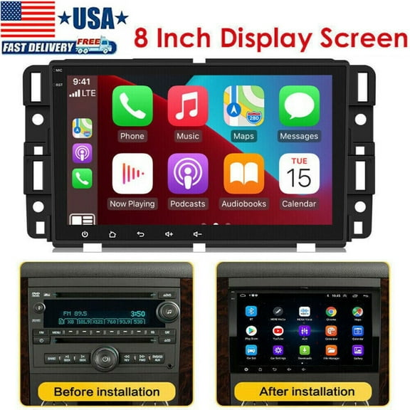 Android Car Stereo for GMC Sierra Yukon Chevrolet Buick Chevy Silverado Radio, 8'' Touch Screen Radio with Wireless Carplay Android Auto Mirror Link Bluetooth GPS Navigation SWC WiFi HiFi