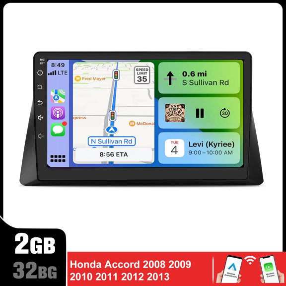 Android Car Stereo for Honda Accord 8th Gen 2008-2013, Touchscreen with Wireless CarPlay & Android Auto, Bluetooth, WiFi, GPS Navigation, Backup Camera Input