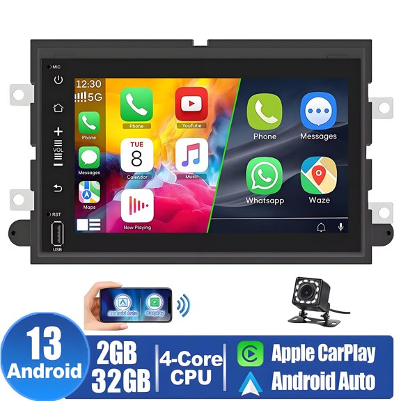 Android Car Stereo Radio for Ford F150/250/350 2004-2014 with Carplay Android Auto GPS Navigation, 9 Inch Touch Screen Car Dash with Bluetooth FM WiFi Mirror Link + Backup Camera