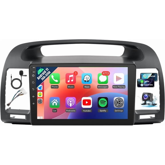 Android Car Stereo for Toyota Camry 2002 2003 2004 2005 2006 Radio, 9inch Touch Screen for Toyota Camry Car Radio with Carplay Android Auto Bluetooth WiFi GPS SWC Camera(Non-J.B.L Version)