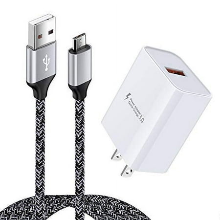 Android Charger, Fast Phone Charger Android Fast Charging Plug Wall Charger Rapid Micro USB Charger Cable Compatible for Samsung Galaxy S7,S6,J8,J7,J3V, LG Stylo 2 3 Plus,Moto G5,G5 Plus,E5