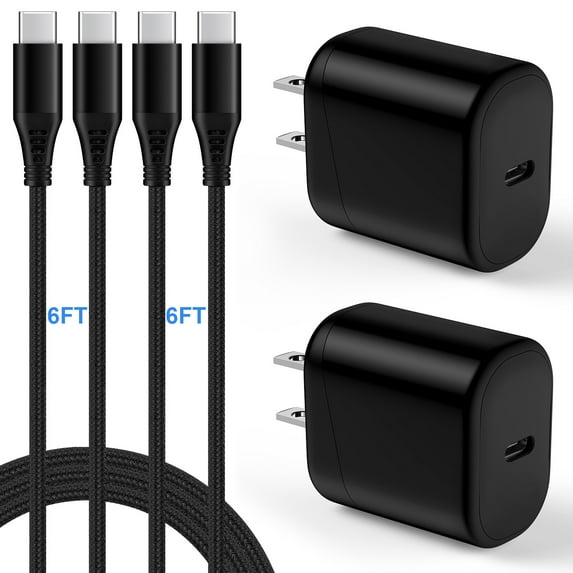 Android Fast Charger Block,20W 2PACK USB C Charger with 2PACK Type C Charger Fast Charging Cable 6ft,HopePow Usb C to Usb C Cable 6ft for High Speed Android iPhone 15 Charger Cord Usb C