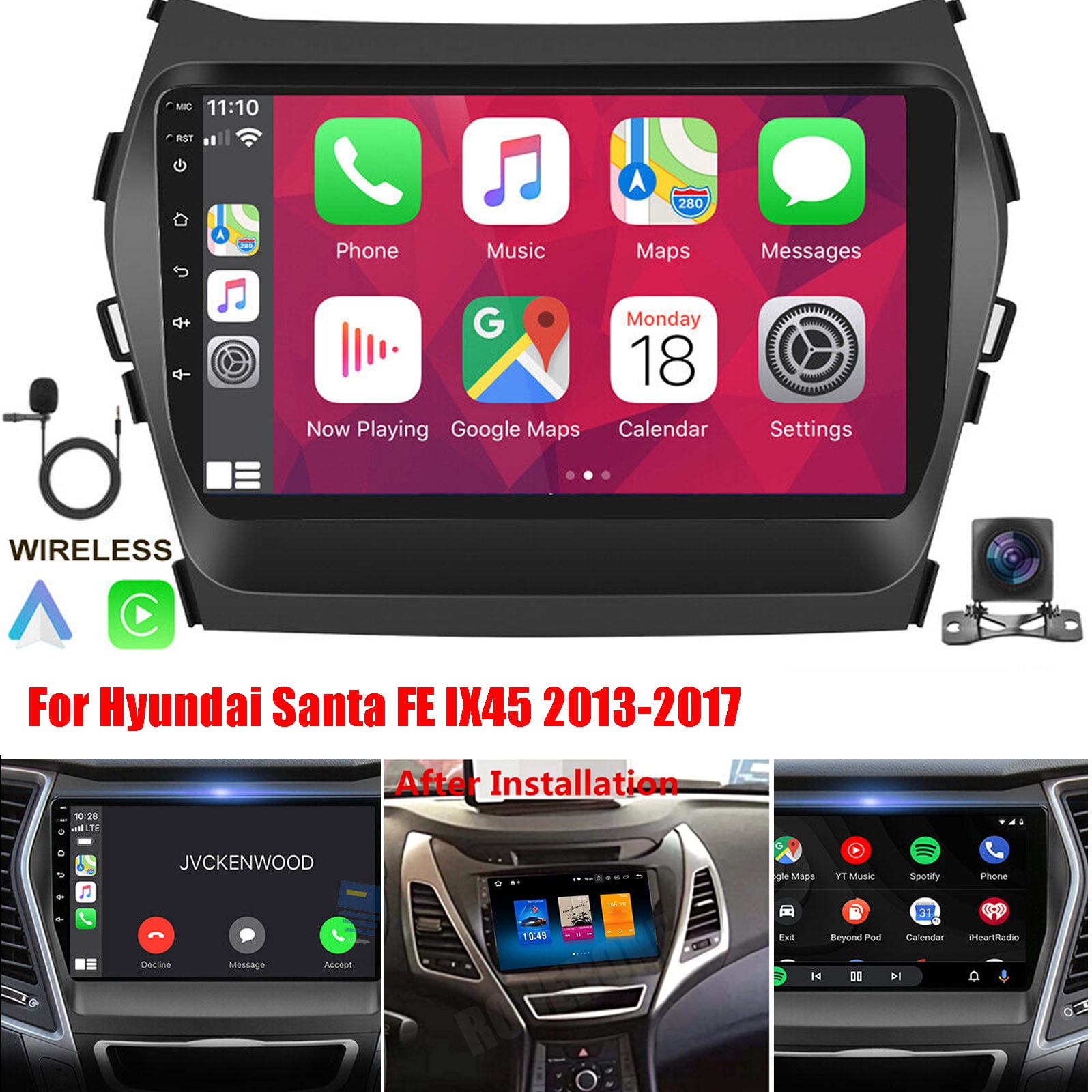 Android For Hyundai Santa Fe 3 ix45 2013 2014 2015 2016 Carplay Auto Multimedia Car Radio Head Unit Player Video 2 Din Stereo