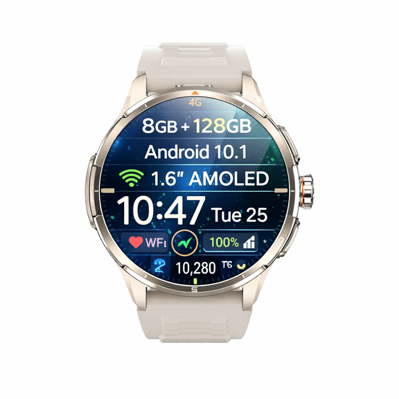 Android Smart Watch with 1.6" AMOLED Display, 2MP Rotating Camera, 950mAh Battery 8GB+128GB