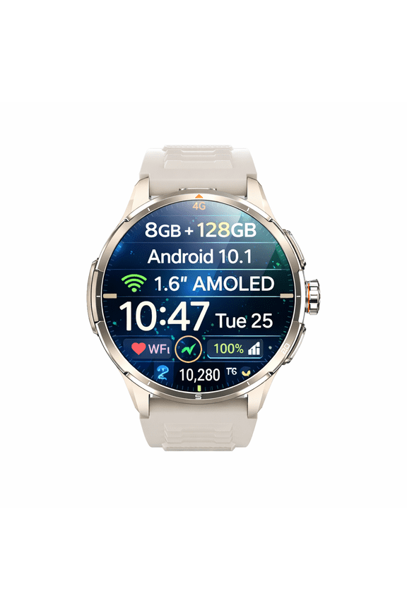 Android Smart Watch with 1.6" AMOLED Display, 2MP Rotating Camera, 950mAh Battery 8GB+128GB