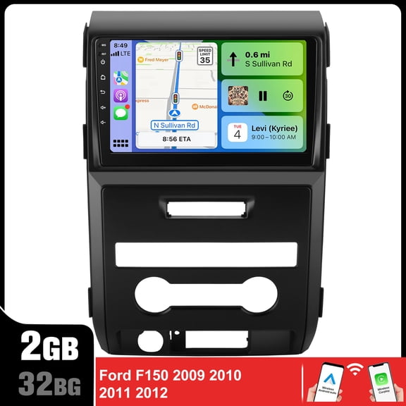 Android System Car Radio Stereo Compatible with Ford F150 2009-2010-2011-2012, Wireless CarPlay/Android Auto, GPS, Bluetooth, WiFi, Touchscreen with DSP Audio Processor