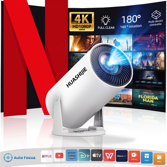 Android System New Smart Ultra HD Projector, Native 1080P, Bedroom TV Screen-free Home Theater, Supports 4K, Gift for Valentine's Day, Christmas, Father's Day, Mother's Day, And Children's Day