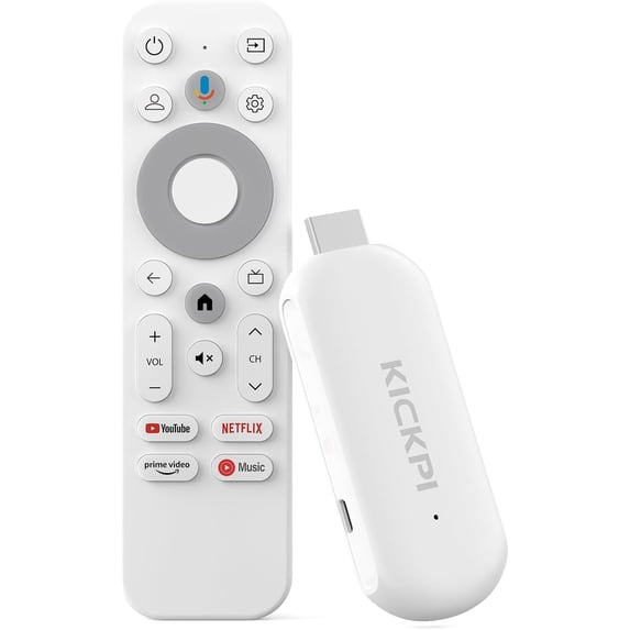 Android TV Stick 12.0, KP2 Smart TV Stick 2GB RAM 8GB ROM, 4K Streaming Device with Amlogic S905Y4, Support HDR10 & Dolby Audio, Google Assistant Built-in, Chromecast Ready (White)