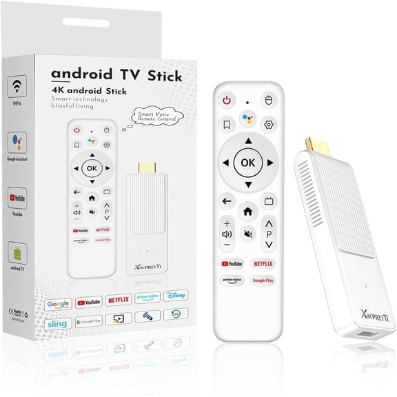 Android TV Stick 4K Ultra HD Streaming Device, 2025 Latest 14.0 with Voice Assistant Remote Control, RK3518 2GB 16GB 2.4G/5G WiFi6 BT 5.0 HDR Media Player for Smart