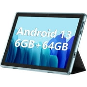 Android Tablet, 10.1 inch Android 13 Tablets 6GB RAM 64GB ROM 1TB Expand, 1280x800 IPS HD Touchscreen,6000mAh Battery, Bluetooth, Dual Camera, GMS, WiFi Blue