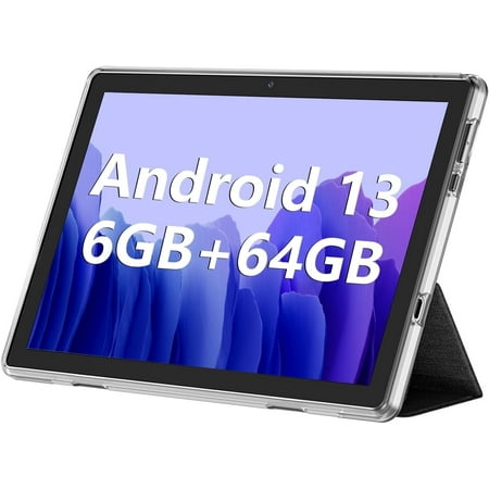 Android Tablet, 10.1 inch Android 13 Tablets 6GB RAM 64GB ROM 1TB Expand, 1280x800 IPS HD Touchscreen,6000mAh Battery, Bluetooth, Dual Camera, GMS, WiFi (Silver