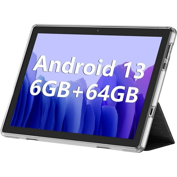 Android Tablet, 10.1 inch Android 13 Tablets 6GB RAM 64GB ROM 1TB Expand, 1280x800 IPS HD Touchscreen,6000mAh Battery, Bluetooth, Dual Camera, GMS, WiFi (Silver