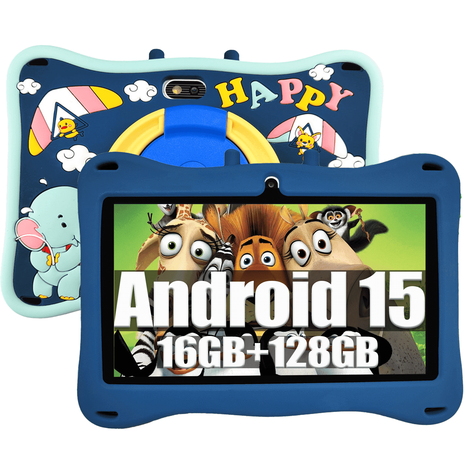 Kids Tablet,Android Toddler Tablet, 128GB Storage, Dual Camera, Shockproof Case, Parental Control Tablets Support