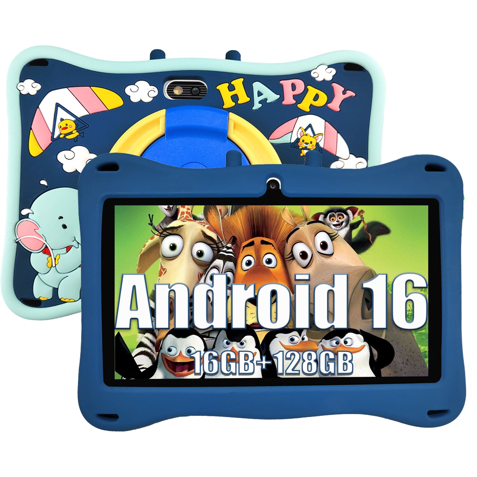 Kids Tablet,Android Toddler Tablet, 128GB Storage, Dual Camera, Shockproof Case, Parental Control Tablets Support
